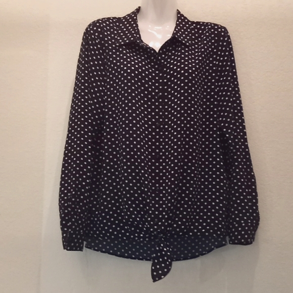 Susan Graver Polka Dot Long Sleeved Blouse-#0121 - Picture 6 of 11